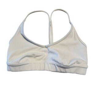 ALO Yoga Ribbed Blissful White Sports Bra Women's X-Small XS